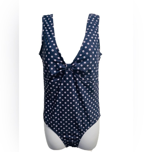 Kona Sol Swim Knot Front Dot High Coverage Swimsuit Medium - Picture 3 of 16